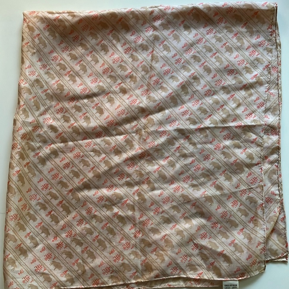 Beautiful vintage silk, hand turned scarf, 31 inch square.